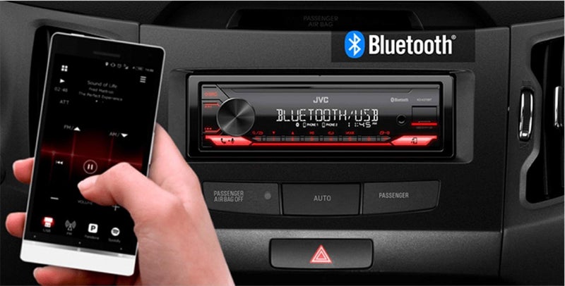 JVC KD-X270BT Bluetooth Car Stereo w/USB Port â€“ AM/FM Radio, MP3 Player, High Contrast LCD, 50 Watts, Detachable Face Plate â€“ Single DIN â€“ 13-Band EQ - Image 1
